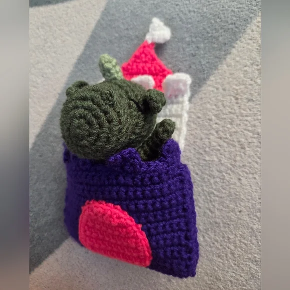 Handmade Castle and Dragon Crochet Set - Purple, Pink, Green - Picture 4 of 5